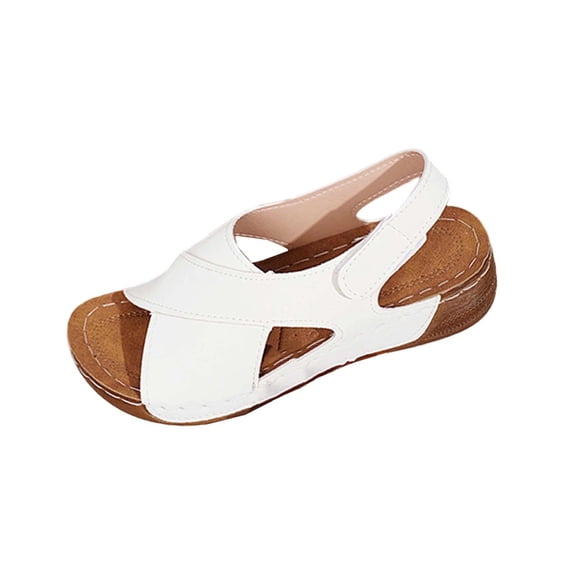CYMMPU Women's Cutout Slingback Wedge Sandals, Open Toe Platform Slip On Shoes, Breathable Lightweight Summer Daily Footwear White 43