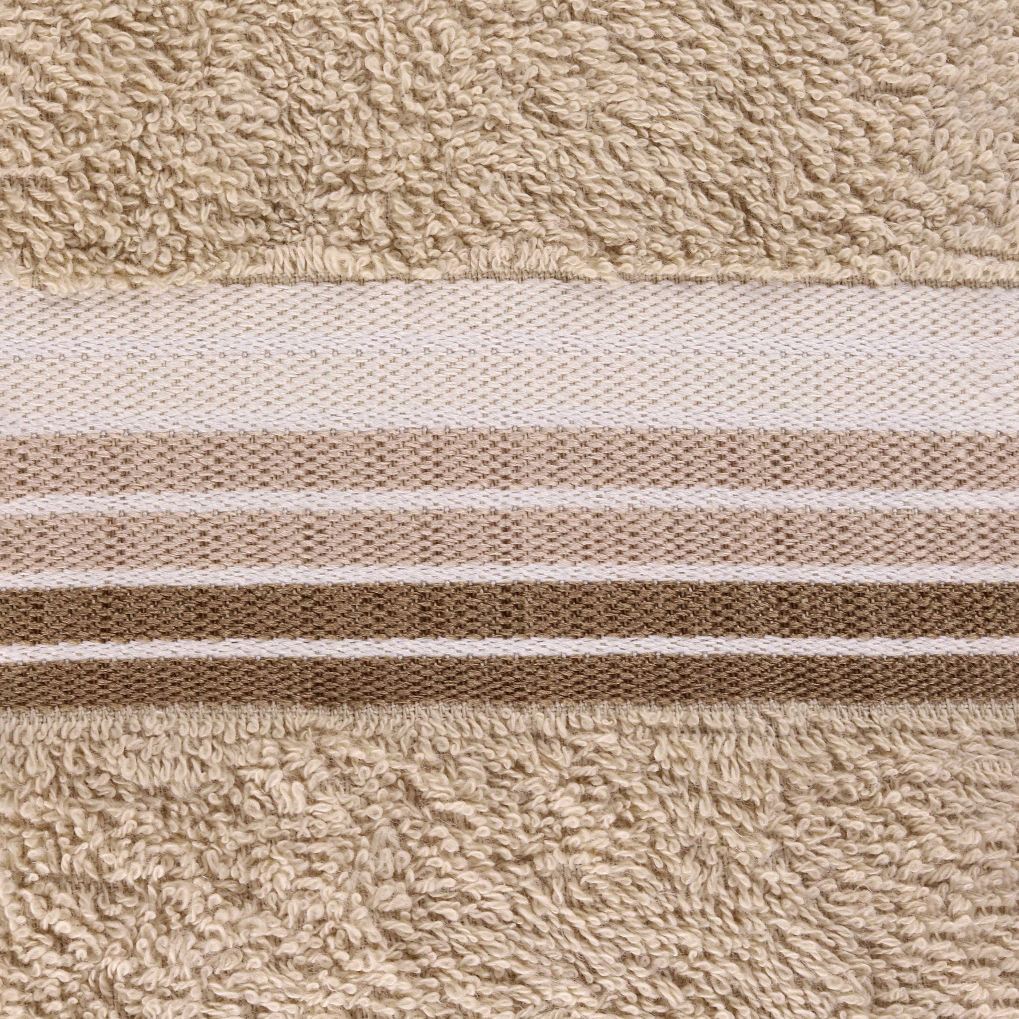 Mainstays 6 Piece 100% Cotton Towel Set, 2 Striped Bath , 2 Hand and 2 Washcloths,Super Soft and Highly Absorbent basic Premium Towel Set, for Bathroom, Hotels, Spa and Gym – Tan