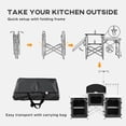 thumbnail image 5 of Outsunny Camping Kitchen Table, Portable Folding Camp Kitchen, Aluminum Cook Station with 3 Fabric Cupboards, Windshield, Carrying Bag, Black, 5 of 9