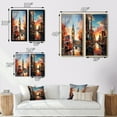 thumbnail image 4 of Designart "London Popart City in Peach and Red" London Wall Art Set Of 2 - Peach Cityscapes Canvas Set For Living Room Decor, 4 of 7