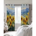 thumbnail image 4 of Sunflower Field Blackout Curtains for Bedroom Living Room Darkening Curtains 54 Inch Long Summer Watercolor Botanical Floral Short Curtain for Small Window Treatment Grommet Drapes 52"x54"x2, 4 of 9