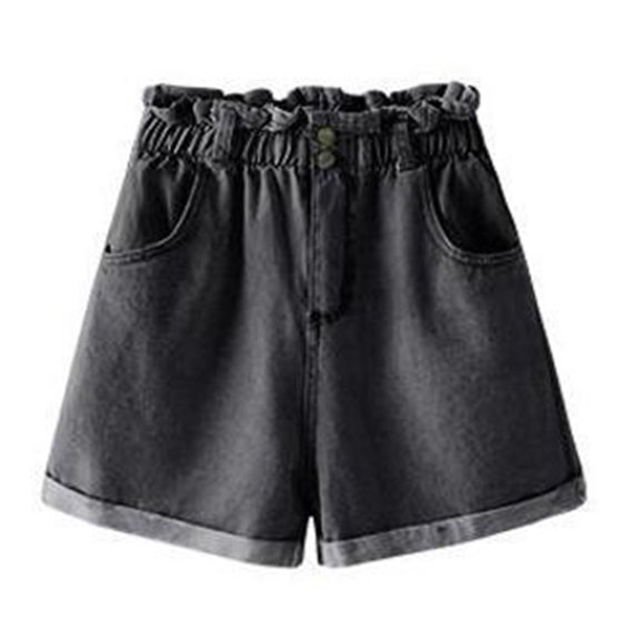 FLMEI Women's Denim Shorts Female Casual Flap Jeans Shorts Summer High Waist Hot Pants with Pockets for Women S-5XL