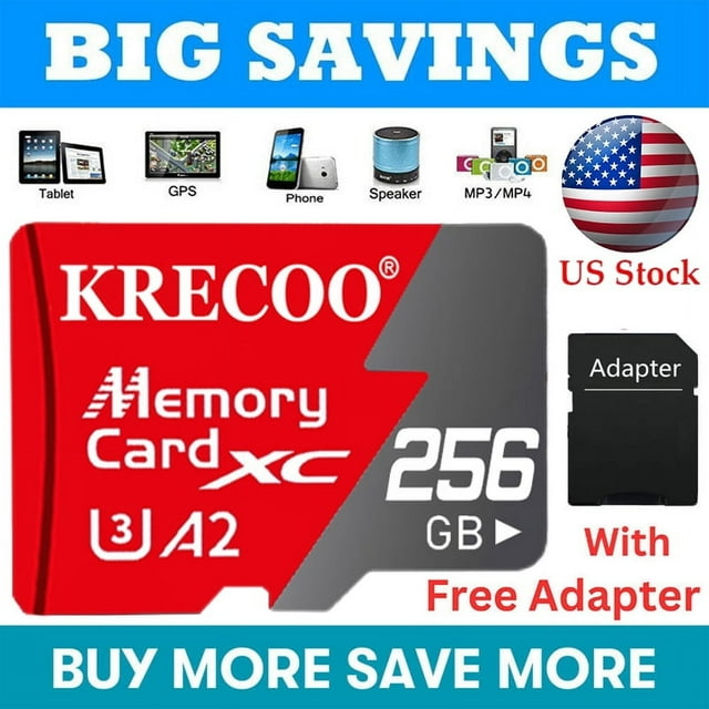 Tarjeta Micro SD 256GB Clase 10, Memoria Flash Rápida TF para Smartphones, Computadoras, Cámaras Digitales y Car Navigation