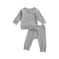 thumbnail image 2 of One opening Long sleeve wind collar solid color shirt + trousers for boys., 2 of 5