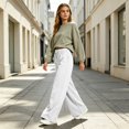 thumbnail image 7 of Women's Wide Leg Pants High Waisted Drawstring Elastic Waist Casual Loose Palazzo Solid Color Trousers with Pockets, 7 of 7