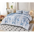 thumbnail image 2 of Koniroom 3Pcs Blue Blossom Comforter Set King Size, Blue Flower Branch on White Bedding Sets for Women, 2 of 12