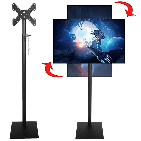 IAJXWI TV Floor Stand Mount, Height Adjustable TV Stand for 14 to 43 Inch TV, Black