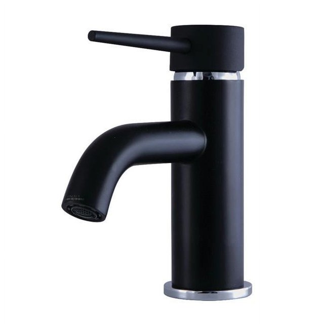 Fauceture LS8227NYL Robinet de Lavabo Moderne 4 Po. Poignée Unique - Noir Mat & Chrome Poli