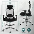 thumbnail image 3 of JONPONY Ergonomic Tall Drafting Chair 500Lbs, Mesh Executive Tall Office Chair, High Back Standing Desk Chair with Adjustable Headrest, Back, Arm & Foot Ring, LightBlack, 3 of 12