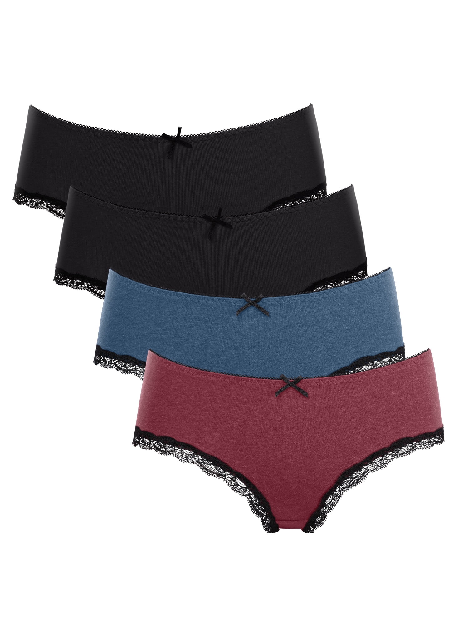 BeautyIn Women's Underwear Cotton Panties with Bow Lace Trim