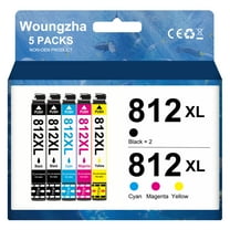 812XL Ink Cartridge for Epson ink 812 812XL to use with WorkForce WF-7840 WF-7845 WF-7830 WF-7840 WF-7820 EC-C7000 (Black, Cyan, Magenta, Yellow, 5-Pack)