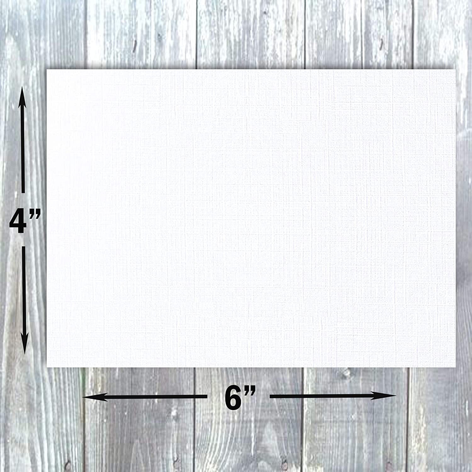 Hamilco Card Stock Blank Cards and Envelopes Flat 4" x 6" Linen White Cardstock Paper 100 Pack