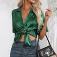 thumbnail image 6 of CLOISE Sexy Women Tops Short Sleeve Solid Casual Tee Fashion V Neck Loose T Shirts Green M, 6 of 9