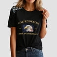 thumbnail image 5 of idosla American 250th Anniversary Rhinestone 3D Printed Design Women's T-Shirt Eagle 1776-2026 America Flag Crew Neck Tee (Dark Gray, L), 5 of 6