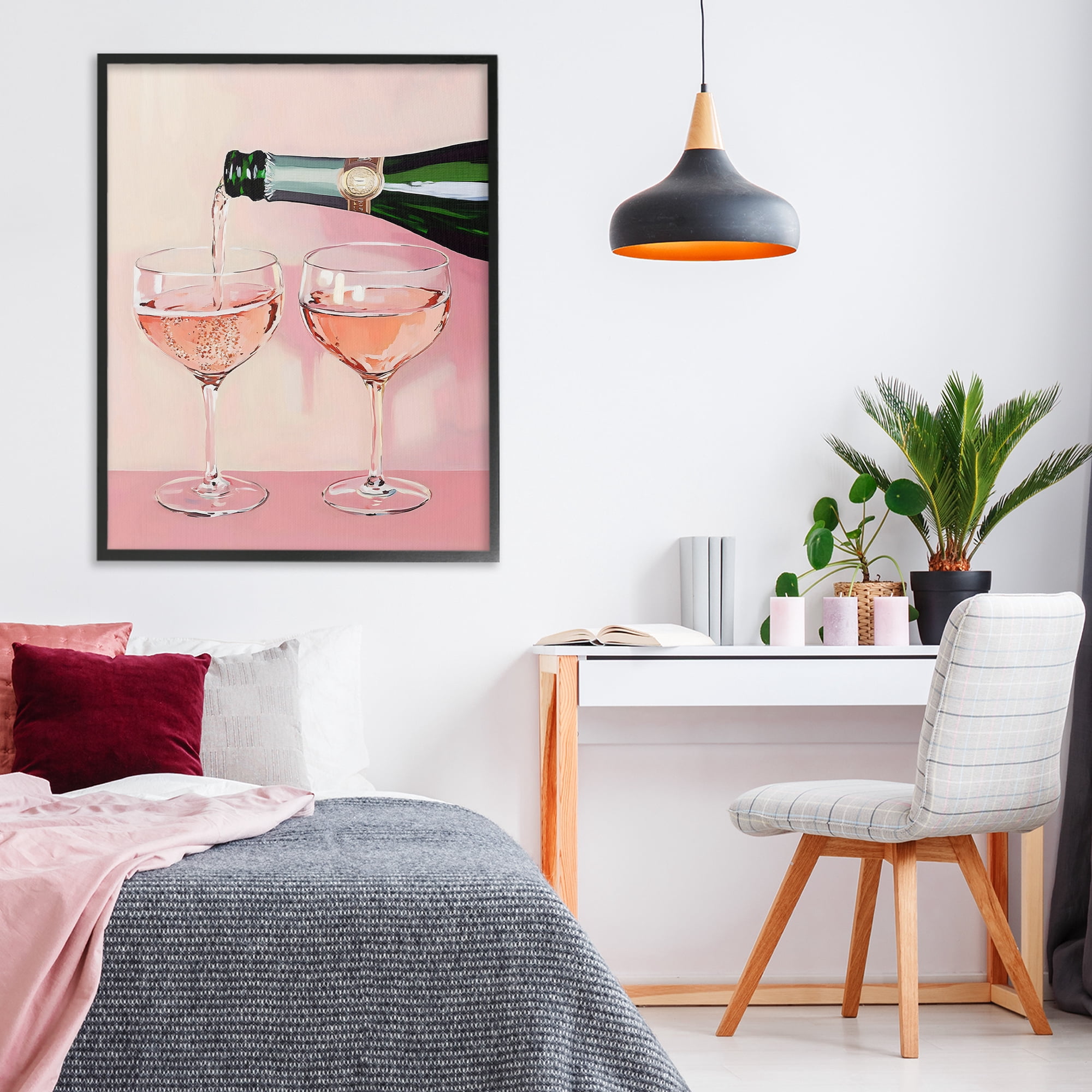 Stupell Industries Pink Champagne Toast for Two Black Framed Giclee Art, design by The Prints Vibe
