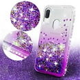 thumbnail image 2 of Liquid Glitter Case for Galaxy Note 10 Plus Cover w/ Screen Protector Shock Proof Bling Waterfall Diamond for Girls Women Cases for Galaxy Note 10 Plus Case - Clear/Purple, 2 of 5