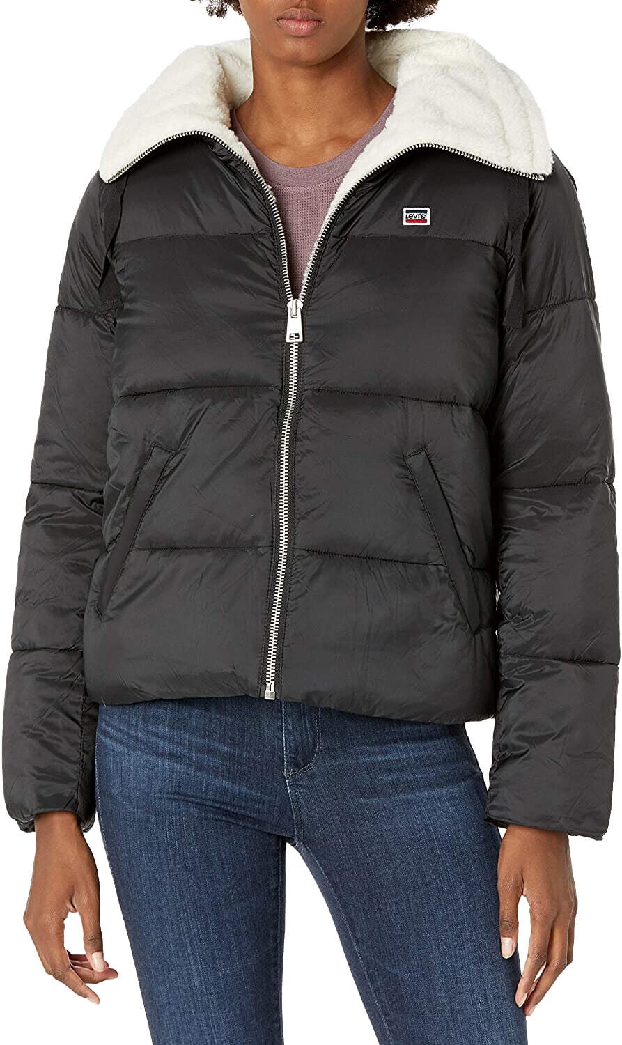Levi's Women's Molly Sherpa Lined Puffer Jacket - Black - Large -  