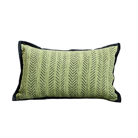 Lumbar Throw Pillow, Boho Farmhouse Cushion Cover, Soft Accent Pillowcase for Couch Sofa Bed Living Room Home Decor Green
