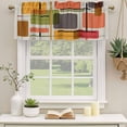 thumbnail image 3 of 2 Pack Valances for Windows, Green Orange Geometric Window Valances for Living Room/Bedroom/Bathroom, Modern Abstract Art Luxury Light Filtering Kitchen Curtain Valance Window Treatment 42"W x12" L, 3 of 9