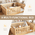 thumbnail image 6 of Jopath Queen Size Floor Bed with High Fence for Kids, Solid Wood Kids Montessori Bed with Door for Boys Girls Natural, 6 of 9