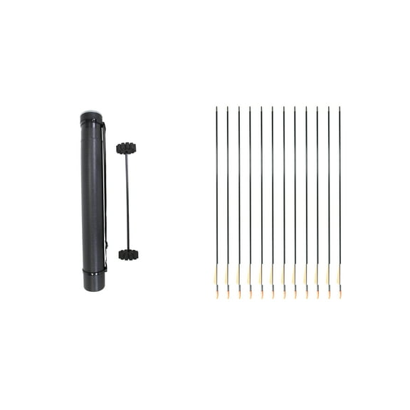 SAS Adjustable Archery Arrow Carrier Case w/ Strap and 12 Fiberglass Arrows