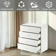 thumbnail image 6 of Debonair White 4 Drawer Dresser, Chest of Drawers for Bedroom, Modern Storage Cabinet Dresser Organizer Unit with Handle for Living Room, Closet, Hallway, 6 of 7