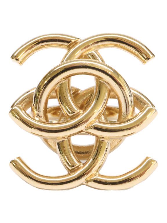 Pre-Owned CHANEL B26A ABH798 Double Coco Mark Ring, Yellow Gold, Women's