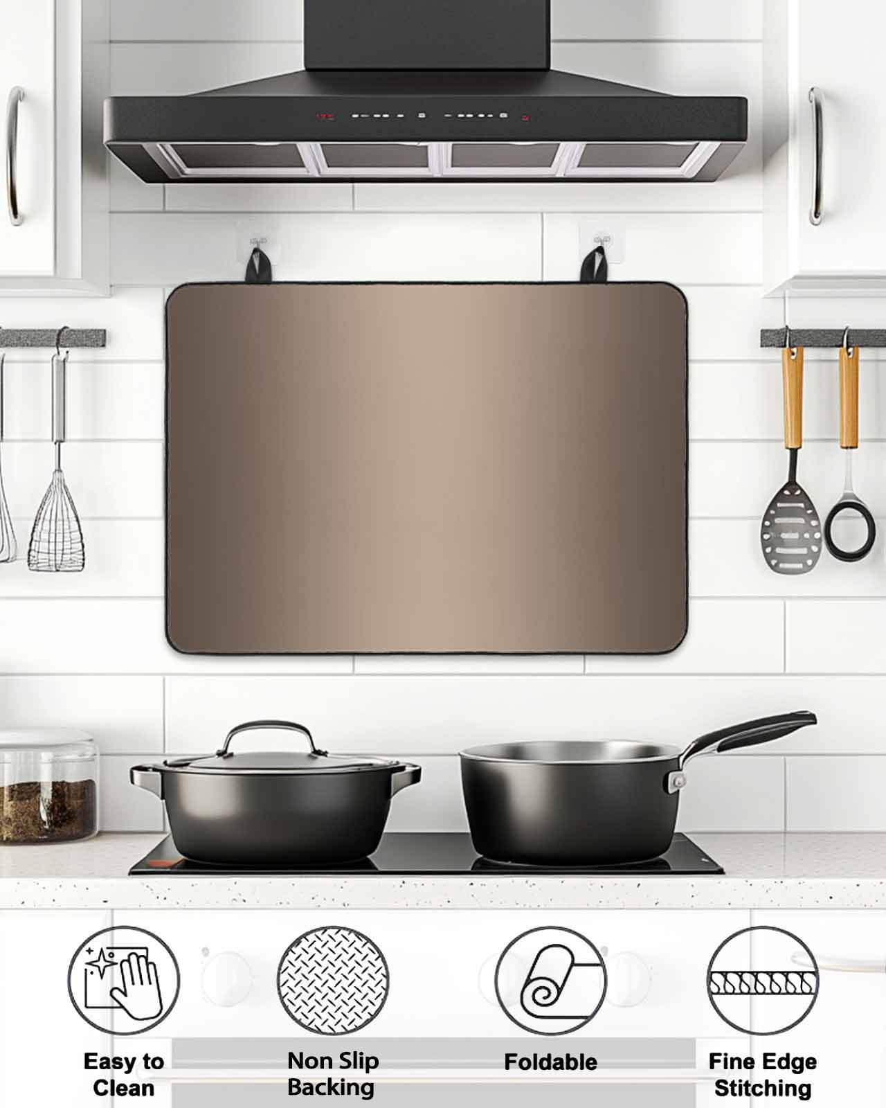 Stove Top Covers for Electric Stove, Brown Ombre Glass Stovetop Cover Protector, Modern Gradient Abstract Art Induction Cooktop Protector Oven Mat for Kitchen Countertop 36"x21"
