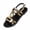Gold, variant on ShiShine Womens Double Buckle Flat Sandals Multi Strap Adjustable Ankle Buckle Comfort Summer Casual Beach Sandals