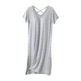 thumbnail image 2 of Blmnix Nightgown for Women Sleep Dresses Backless Nightgown Cotton Nightgowns Nightgowns V-Neck Gray Short Sleeve Button Down Nightgown,XL, 2 of 5