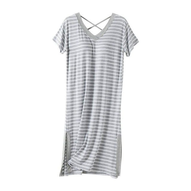 Rbaofujie Chemises de Nuit pour Femmes Bretelles pour Femmes à Carreaux Pyjama Grande Taille Robe d'Intérieur pour Femmes à Col en V Courte Robe de Pyjama avec Coussinet de Poitrine Pyjamas Fins pour Filles