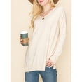 thumbnail image 3 of Doublju Women's Long Sleeve V-Neck Loose Fit Knit Sweater with Plus Size, 3 of 4
