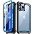 thumbnail image 1 of Poetic Guardian Series Case Compatible with iPhone 13 Pro 6.1 inch, Full-Body Hybrid Reinforced Shockproof Protective Rugged Clear Bumper Cover Case with Built-in Screen Protector, Blue/Clear, 1 of 6