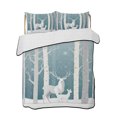 thumbnail image 2 of Christmas Twin XL Size Down Alternative Comforter, Lightweight Comforter Quilt Bedding Set with Pillow Shams Winter Elk Blue Forest White Trees Snowflakes Bed Comforter Duvet Insert 68"x98", 2 of 7