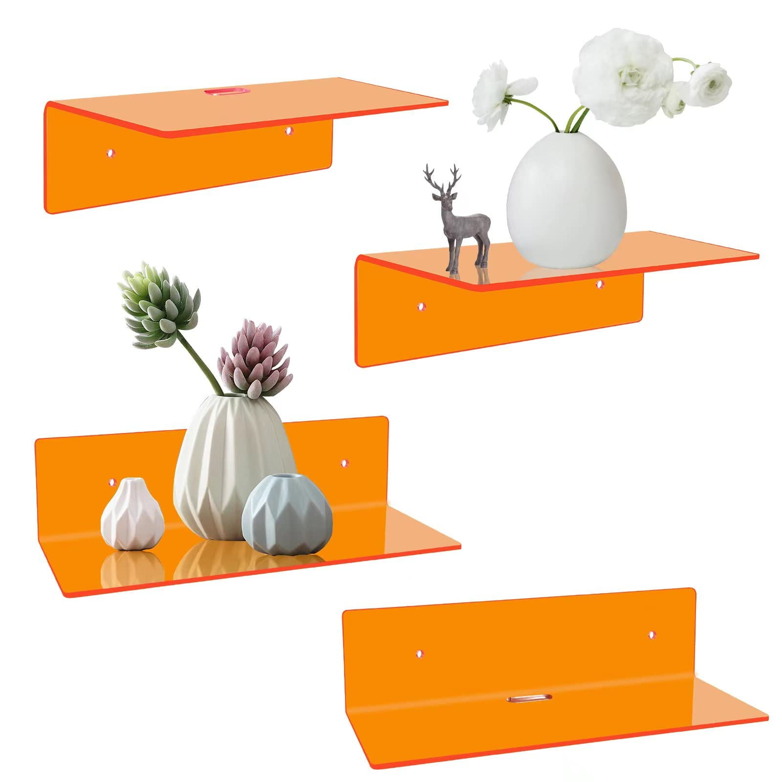 4 Pack Acrylic Floating Shelves, Acrylic Wall Shelves Display Ledges