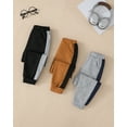 thumbnail image 5 of Toddler Boys Clothes Boys Pants Toddler Kids Boys Sweatpants 3 Pack Elastic Waist Joggers Color-blocked Pants 2T 3T 4T 5T Size 6 7 Black Gray Brown, 5 of 8