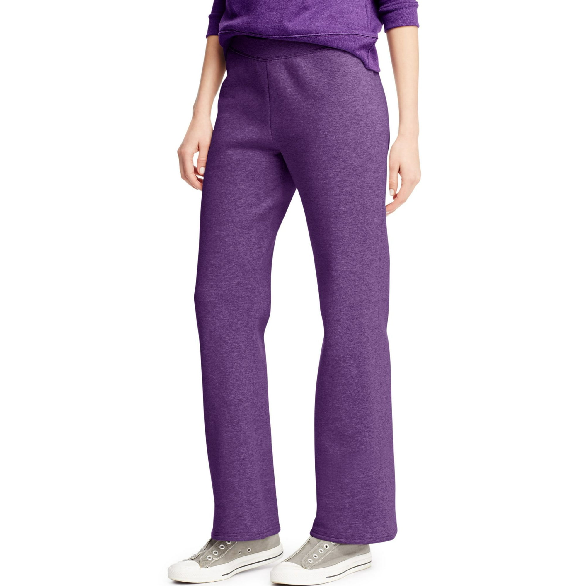 Hanes O4629 Comfortsoft Ecosmart Women s Open Leg Fleece Sweatpants Violet Splendor Heather 2X Large