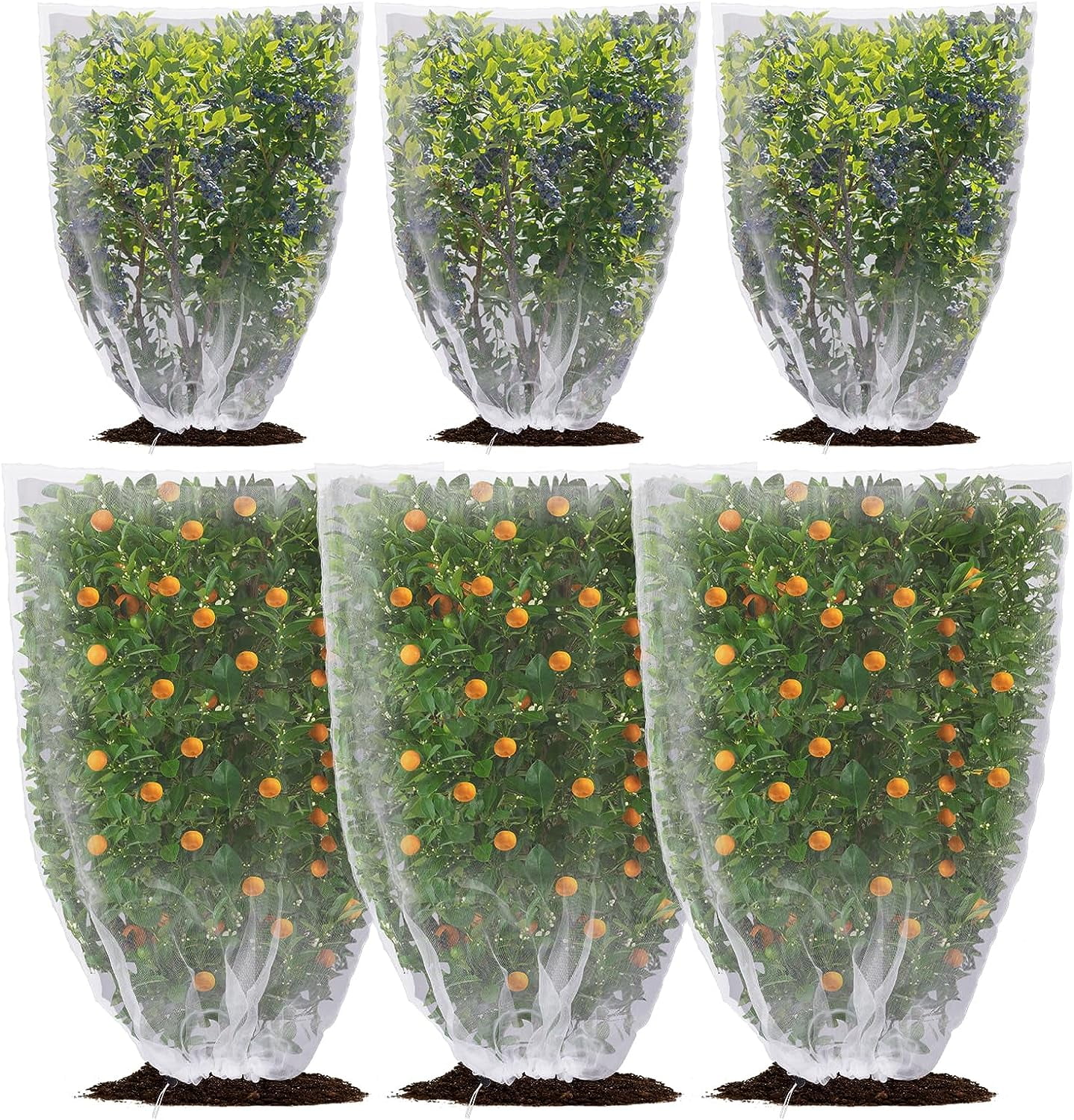 [6 PACK] Garden Plant Netting 2 Size Bird Netting Fruit Tree Mesh Net Cover Bags for Blueberry