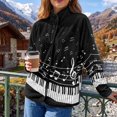 Button Craft Drawing Chririnla Womens Full Button Up Stand Collar Fleece Jacket Music Art L ...