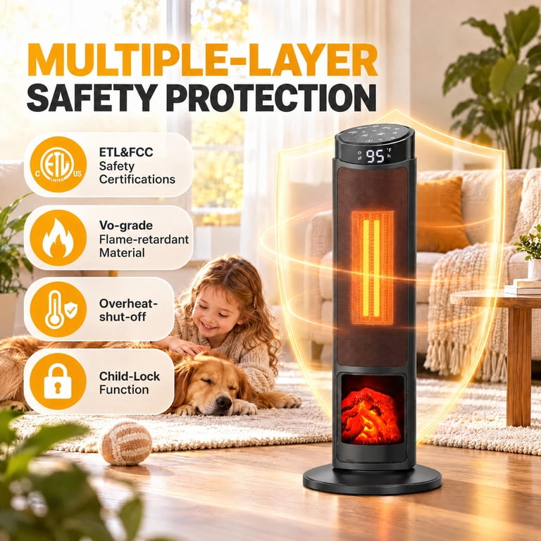 JIOABL Electric Space Heater with Remote and Thermostat photo 7