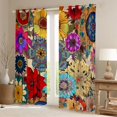 thumbnail image 2 of Homewish Retro Rustic Flower Blackout Curtains Set of 2 (52x84 Each),Bohemain Floral Window Curtains,Colorful Plant Curtains and Drapes For Men Women,Microfiber Bedroom Decor, 2 of 6