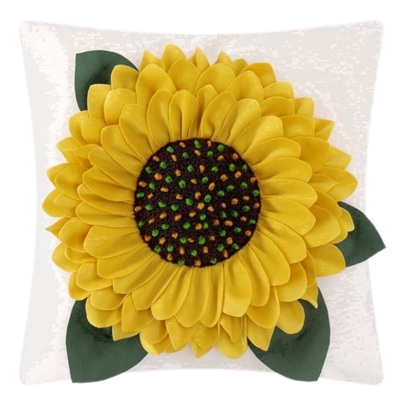 JWH 3D Handmade Square Decorative Sunflower Throw Pillow Covers in Yellow for Decor 18x18inch Yellow