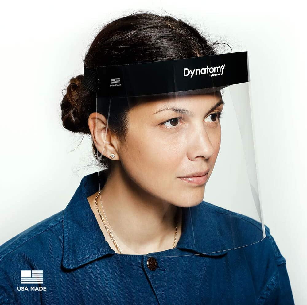 Dynatomy Face Shields, 10-pack, Full Coverage PPE by D'Addario (DFSM-1-10)