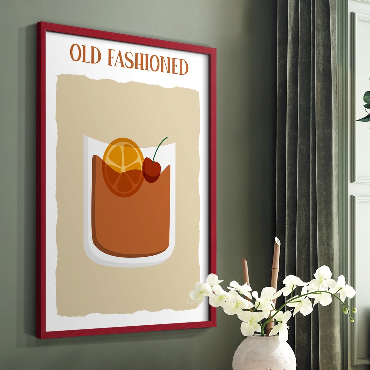 Old Fashioned in Red Solid Wood 8 x 10 Framed Print