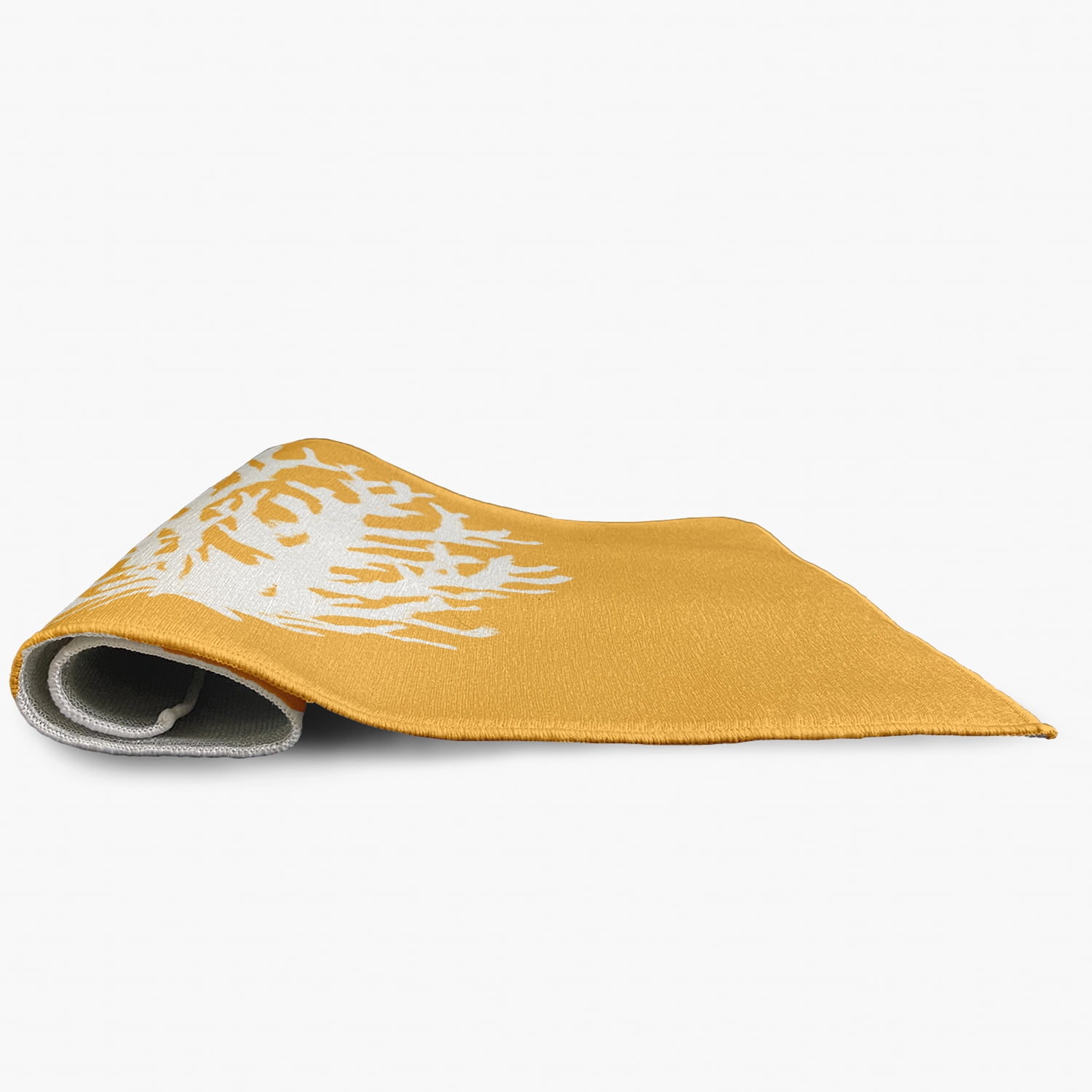 5' Round Simply Daisy Big Seaweed Beach Style Chenille Area Rug, Egg Yolk Yellow