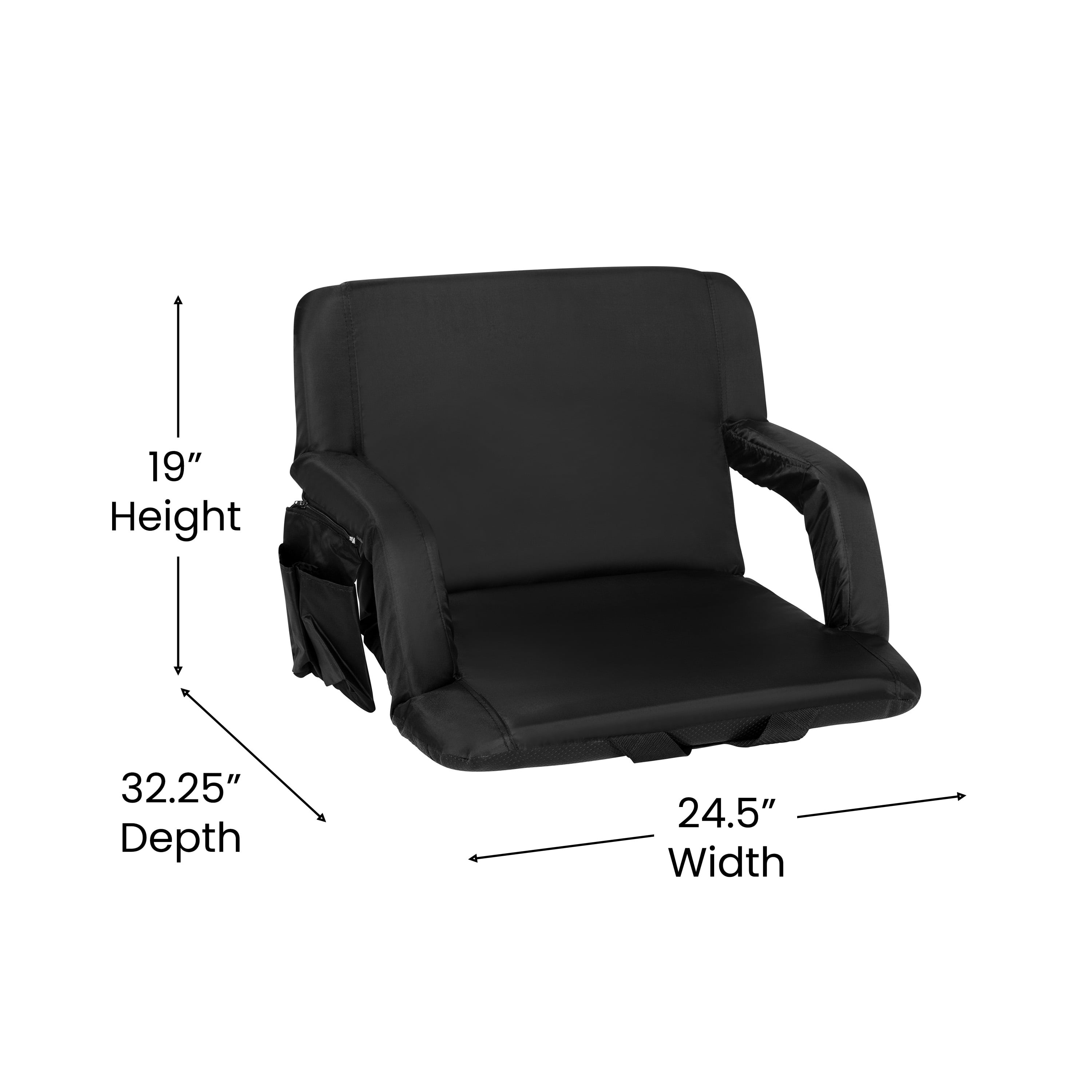 Emma and Oliver Black Memory Foam Portable Chair Seat Cushion with Zippered  Removable Cover