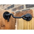 thumbnail image 2 of 4” Privacy Hook and Eye Gate Door Latch Easy Lock for Sliding Barn Doors, Black, 2 of 3
