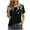 Black, variant on Womens Short Sleeved with Checkered Printed Button Pleated Top
