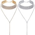 thumbnail image 1 of ORUYROP 2 Pcs Collier Ras du Cou à Franges en Strass Multi-Couches Colliers à Large Collier Chaîne à Franges pour Femmes Filles, 1 of 7