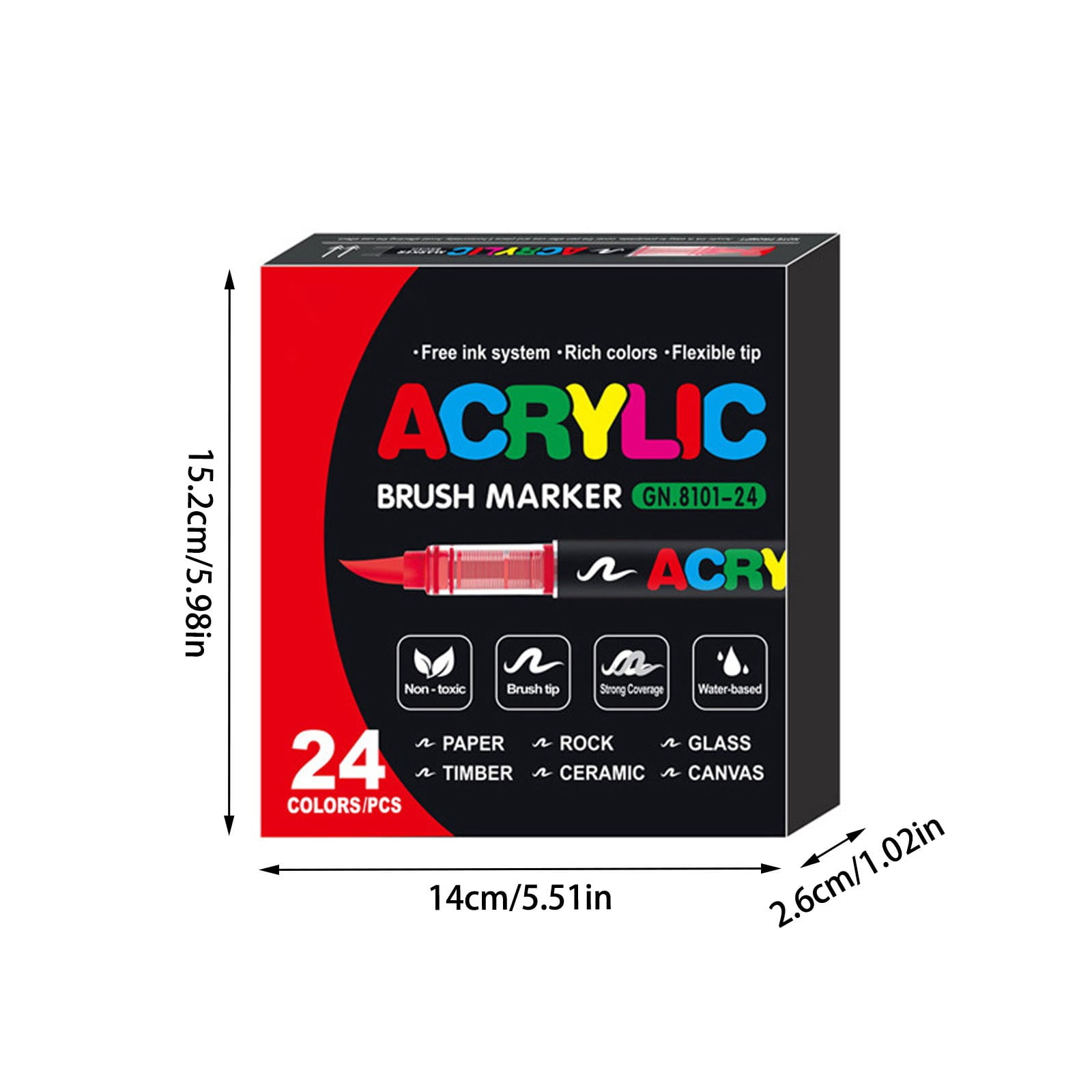 Painting Supplies Stellaya Acrylic Markers for Coloring Books - Liquid Acrylic Paint Markers Set with 2ML Tip for Adult Coloring Pens